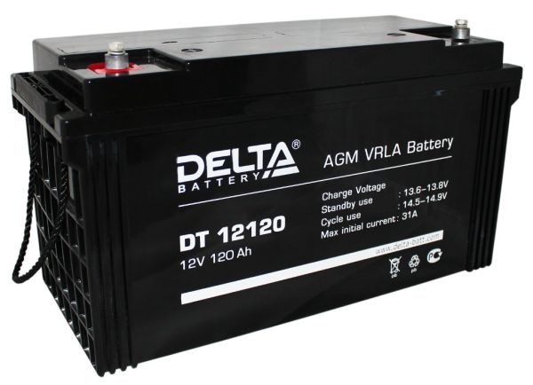 Аккумулятор для ИБП Delta Battery DT 12120 120А/ч-12V ст EN31 - прямая - 410x176x224